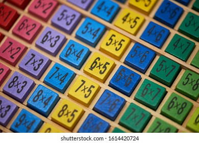 Multiplication Table . Macro Mode. Colored Wooden Cubes.Teaching Children Math And Numeracy. Mental Math.