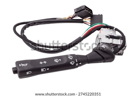 Multipurpose steering column switch for trucks and buses featuring integrated controls for turn signals, windshield wipers, headlights, and horn