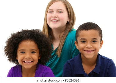 Multiracial Family Portrait Children Only Over White