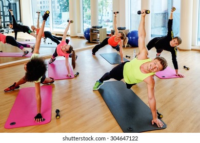 Multiracial Group During Aerobics Class