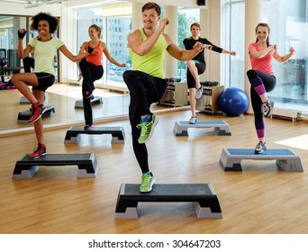 Multiracial Group During Aerobics Class