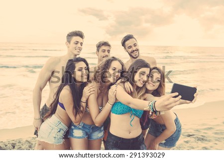 Similar – Image, Stock Photo Young people having fun in summer party outdoors