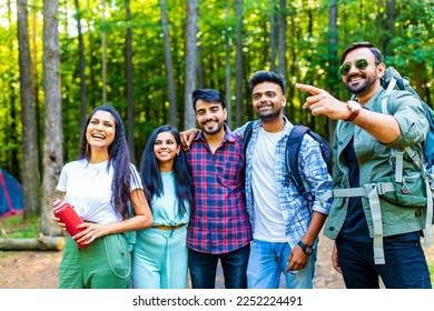 Multiracial pakistanian happy friends at picnic camping park - Shutterstock ID 2252224491