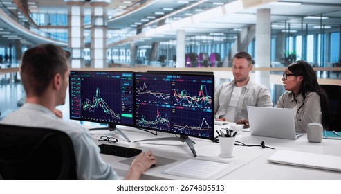 Multiracial Team Of Data Analysts Predicting Stock Market Trends Together