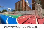 A multi-sport court on a sunny day