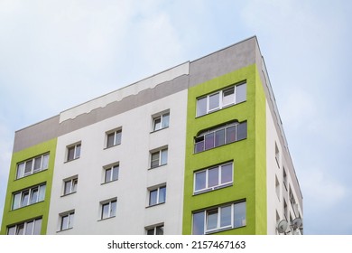 Multistorey Apartment Building Against Cloudy Sky, Low Angle View