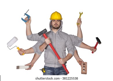 Multitasking worker with plenty of tools - Powered by Shutterstock