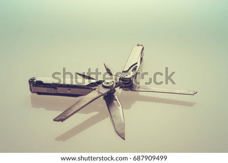 Similar – Image, Stock Photo blade knife lying on a dirty wooden board. knife stained