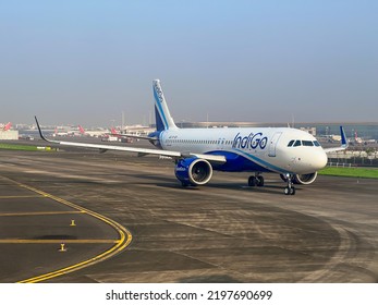 Mumbai: 1st September 2022: Beautiful View Of Indigo Airlines Airplane At Mumbai Airport.