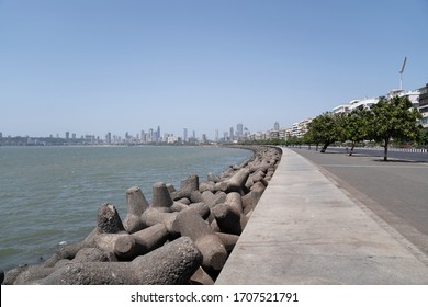 Mumbai City /India- 22/03/2020: Empty Streets Of Mumbai City During Coronavirus Quarantine Lockdown. Janata Curfew.