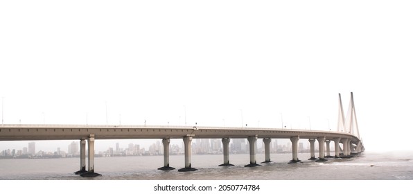 Mumbai City Sea Link Bridge Mumbai India On white Background