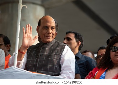 Mumbai / India 14 October 2019 Rajnath Singh Is An Indian Politician Serving As The Defence Minister Of India During Roadshow In Mumbai Maharashtra India