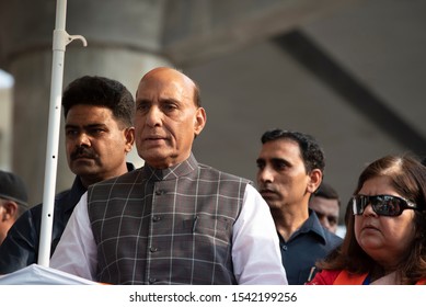 Mumbai / India 14 October 2019 Rajnath Singh Is An Indian Politician Serving As The Defence Minister Of India During Roadshow In Mumbai Maharashtra India