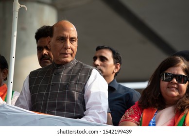 Mumbai / India 14 October 2019 Rajnath Singh Is An Indian Politician Serving As The Defence Minister Of India During Roadshow In Mumbai Maharashtra India