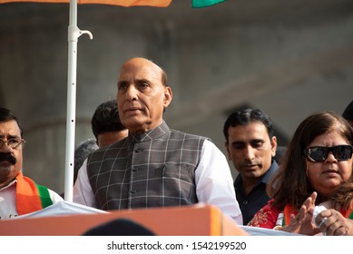 Mumbai / India 14 October 2019 Rajnath Singh Is An Indian Politician Serving As The Defence Minister Of India During Roadshow In Mumbai Maharashtra India