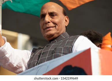 Mumbai / India 14 October 2019 Rajnath Singh Is An Indian Politician Serving As The Defence Minister Of India During Roadshow In Mumbai Maharashtra India