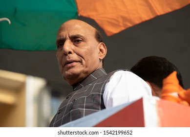 Mumbai / India 14 October 2019 Rajnath Singh Is An Indian Politician Serving As The Defence Minister Of India During Roadshow In Mumbai Maharashtra India