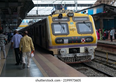 Mumbai, India - 31 August 2022, Engine Of Mumbai Local Train Central, Western, Harbour Railway Line, Indian Railway Running In City. Direct Current, Electricity, Fuel, Ticket, Metro, Crowd, Lifeline.