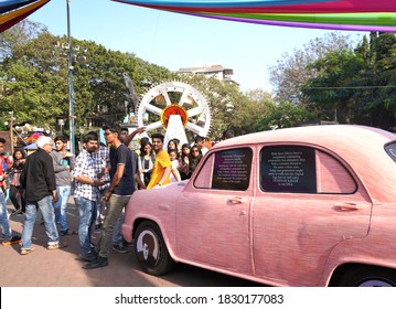 MUMBAI, INDIA, 5 FEBRUARY 2020 : Unidentified people visit and enjoying the Kala Ghoda Arts Festival Mumbai, Kala Ghoda Arts Festival is the most popular art and cultural festival in Mumbai