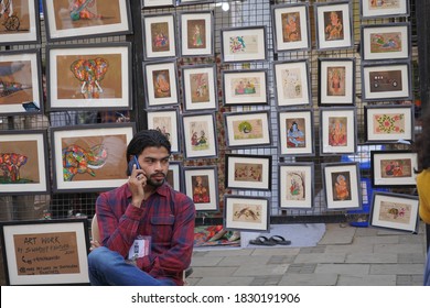 MUMBAI, INDIA, 5 FEBRUARY 2020 : Unidentified artist display their art work at the Kala Ghoda Arts Festival Mumbai, Kala Ghoda Arts Festival is the most popular art and cultural festival in Mumbai