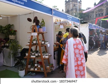 MUMBAI, INDIA, 5 FEBRUARY 2020 : Unidentified people visit and enjoying the Kala Ghoda Arts Festival Mumbai, Kala Ghoda Arts Festival is the most popular art and cultural festival in Mumbai
