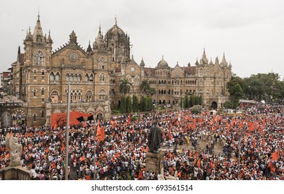 Mumbai / India 9 August 2017 The Maratha Kranti Morcha Marching In Mumbai Demanding Reservations For The Maratha Community Members In Jobs And Educational Institutions At  Mumbai Maharashtra India