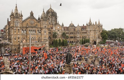 Mumbai / India 9 August 2017 The Maratha Kranti Morcha Marching In Mumbai Demanding Reservations For The Maratha Community Members In Jobs And Educational Institutions At  Mumbai Maharashtra India