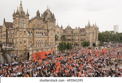 Mumbai / India 9 August 2017 The Maratha Kranti Morcha Marching In Mumbai Demanding Reservations For The Maratha Community Members In Jobs And Educational Institutions At  Mumbai Maharashtra India