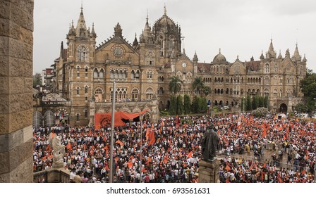 Mumbai / India 9 August 2017 The Maratha Kranti Morcha Marching In Mumbai Demanding Reservations For The Maratha Community Members In Jobs And Educational Institutions At  Mumbai Maharashtra India