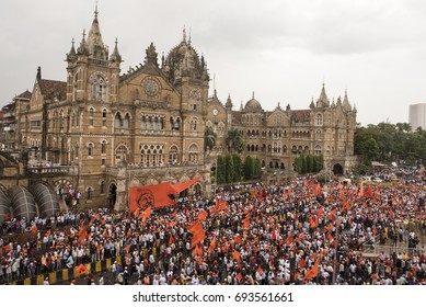 Mumbai / India 9 August 2017 Maratha Kranti Morcha Marching In Mumbai Demanding Reservations For The Maratha Community Members In Jobs And Educational Institutions At   Mumbai Maharashtra India