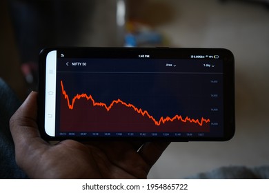 Mumbai, India. April 12,2021. Indian Stock Market Nifty 50 Crash After 2nd Wave Of Covid19