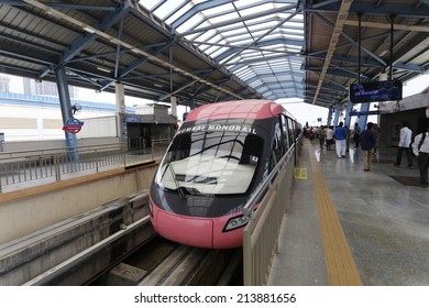 MUMBAI, INDIA - August 29th 2014:Mumbai Monorail Train. Comfortable, Modern , Fast, New & Air Conditioned Way Of Transport In Mumbai India. 