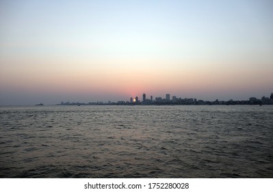 MUMBAI, INDIA - FEBRUARY 15, 2020: Mumbai Downtown Sunset City Scape, India