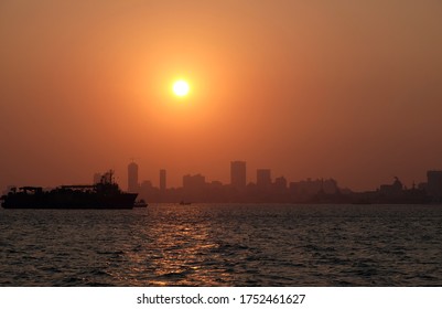 MUMBAI, INDIA - FEBRUARY 15, 2020: Mumbai Downtown Sunset City Scape, India