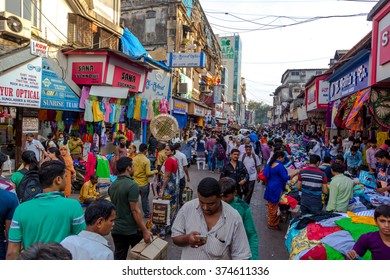 Mumbai, India - January 12th 2016 - Huge Number Of People In A Street Market In Downtown Mumbai, India