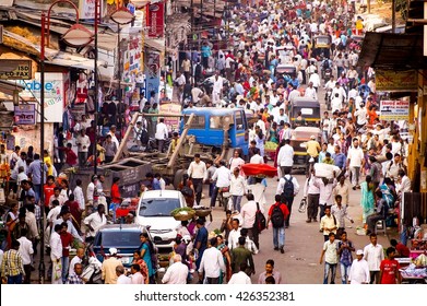 MUMBAI, INDIA - JANUARY 6, 2014: Huge Crowd In India's Largest City, Mumbai