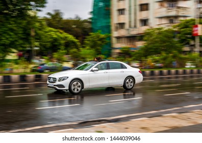 Mumbai, India - June 30, 2019 : Unidentified Kid Enjoying From Sunroof Of Luxury Mercedes Benz At Marine Drive