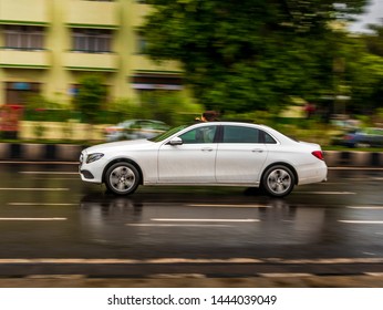 Mumbai, India - June 30, 2019 : Unidentified Kid Enjoying From Sunroof Of Luxury Mercedes Benz At Marine Drive