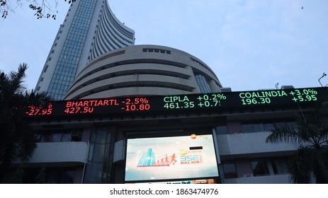 Mumbai, India- November 28 2020: The Main Building Of The Mumbai Stock Exchange.