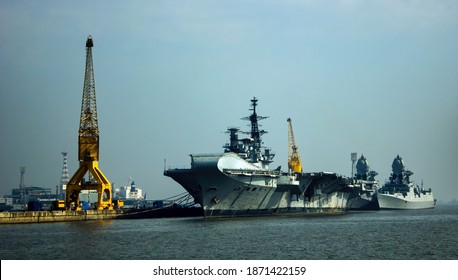 Mumbai, India - October 23, 2018: INS Viraat Centaur-class Aircraft Carrier Of The Indian Navy In The State Of Maharashtra