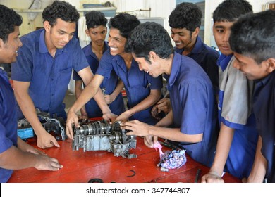 Mumbai, India - October 26, 2015 - Teenager From Childrens Doing Training To Become An Electrician In Education Center Powered By European Charity Organisation