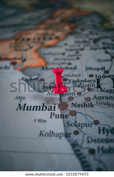 Mumbai To Nashik Map Mumbai India Pinned On Old Vintage Stock Photo 1033879693 | Shutterstock