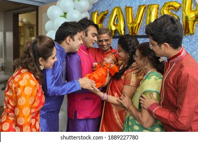 Mumbai India, Sept 2020: Unidentified People Gather To Celebrate The Naming Ceremony Of A Child.