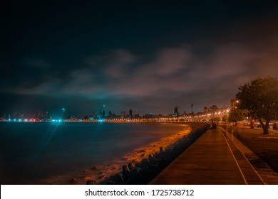 Mumbai, India - September 16, 2019:
The Jewel Of Mumbai At Night, Queens Necklace.