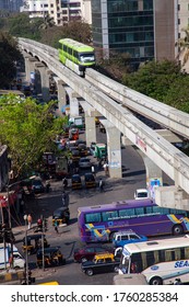 Mumbai, India/March14, 2013: India's First Monorail During The Test Trails At Chembur.