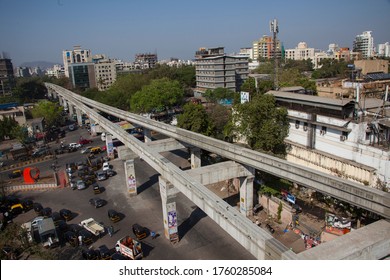 Mumbai, India/March14, 2013: Monorail Bridge At Chembur.