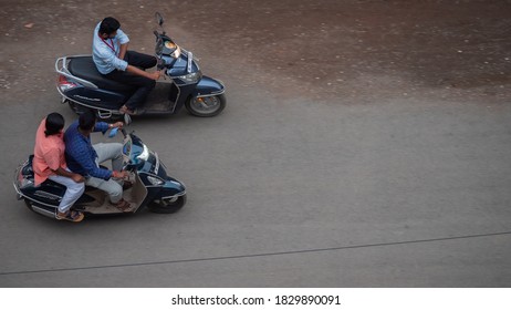 Mumbai Maharashtra India 8th October Year 2020 Arial Shot Of People On The Street At The Western Suburbs Called Virar West 