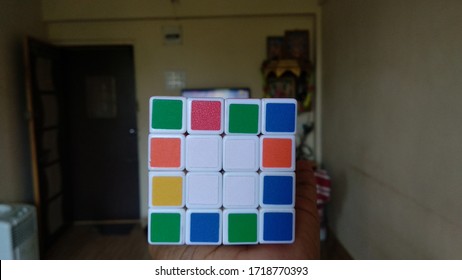 Mumbai, Maharashtra, India - April 30th 2020 - 4x4 Rubix Cube With Center Solved