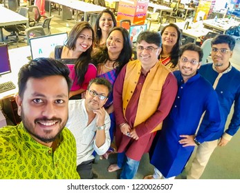 Mumbai, Maharashtra / India - October 02 2018: Indian People Diwali Festival Celebration At Office