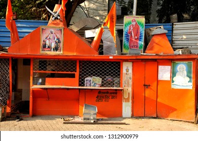 Mumbai, Maharashtra, India-Feb. 2, 2012:  Place Of Worship Illegal Man Made Hindu Temple Of Sai Baba, Shri Swami Samarth And Chhatrapati Shivaji Maharaj Indian King
